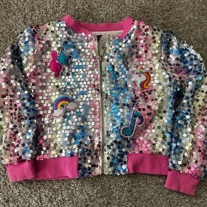 Sequin Bomber Jacket with Patches